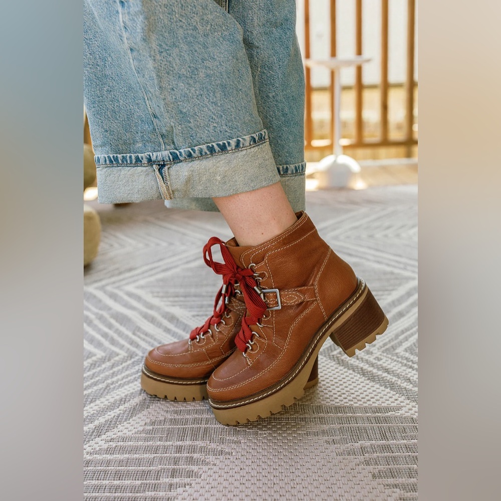 Free People Jasper Hiker Ankle Boots Women's utility Vintage Tan Leather 6,5 - Picture 4 of 13